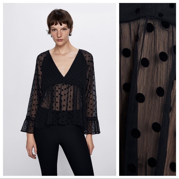 zara polka dot combined top